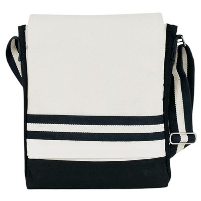 Blank Premium 16 oz Canvas Messenger Bag | Crossbody Laptop Travel Black (12x14x3)