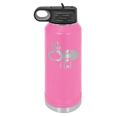 32 Oz. Stainless Steel Double Wall Water Bottle, Pink, Engraved