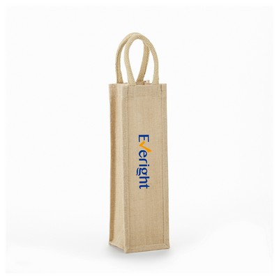 Single Bottle Wine Jute Bag With PVC Window