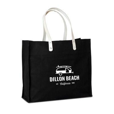 Eco-Friendly Reusable Cotton Canvas Shopping Tote with Leather Handles- Colored