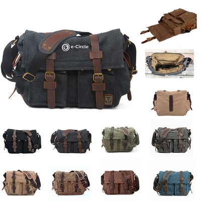 Men's Casual Canvas Leather Messenger Bag