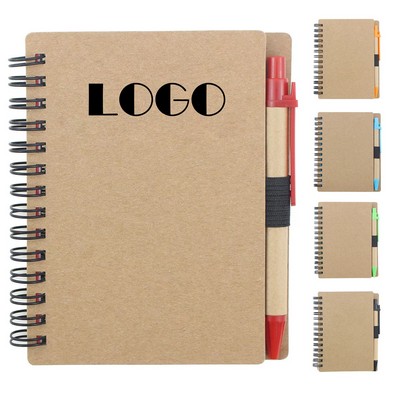 MOQ50 Kraft Spiral Notebook with Pen