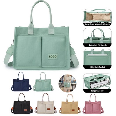 Canvas Tote Bag w/Pockets