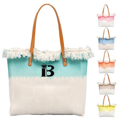 Two-Tone Canvas Beach Bag