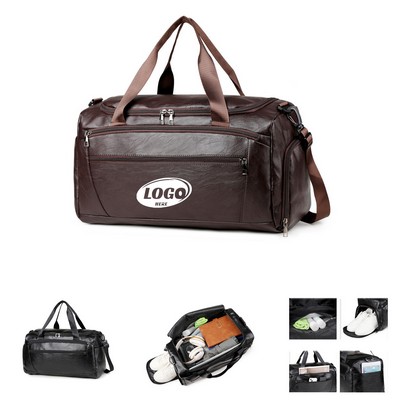PU Leather Travel Bag with Shoe Pouch