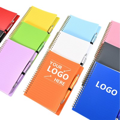 Frosted PP Spiral Notebook W/ Pen 8.4" × 5.7"