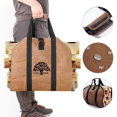 Log Carrier For Firewood 39 In X 18In Waxed Canvas Bag