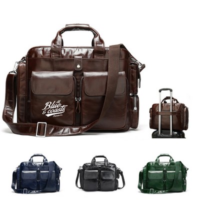 Genuine Leather Sport Duffle Travel Bag