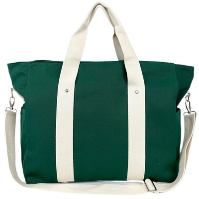 Blank Heavy Duty 20 oz Canvas Travel Duffel Bag | Weekender Carry-on Green (20x16x7)