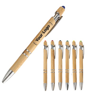 Bamboo Ballpoint Pen with Stylus