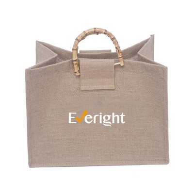 Jute Tote Bag With Bamboo Handles