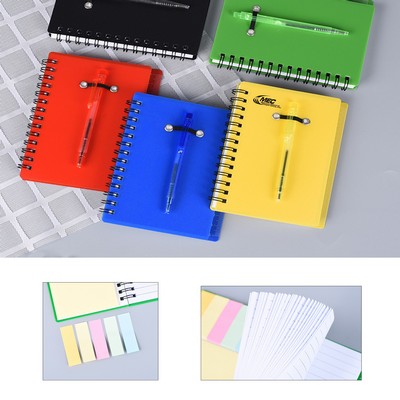Notebook Spiral Notebook with Sticky Notes & Pen & Ruler