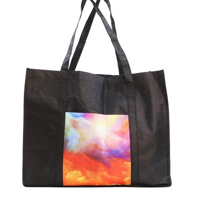 Full Color Front Pocket Design Tote Bag with 10" Gusset & Reinforced Handle