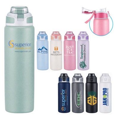 Premium 28oz Stainless Steel Vacuum Bottle with Handle Lid