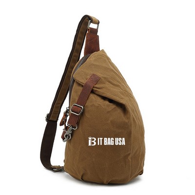 Men Waxed Canvas Sling Crossbody Bag