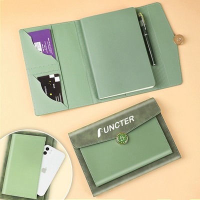 PU Leather Tri-Fold Refillable Journal Notebook Organizer Magnetic Cover
