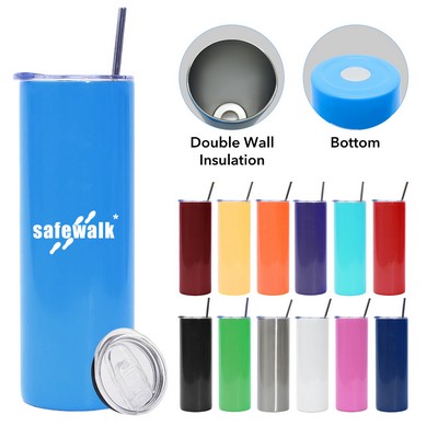 20oz Straight Stainless Steel Double Wall Vacuum Insulated Tumbler with Lid