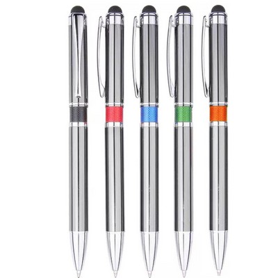 MD II Series Stylus Ball Point Pen- Gunmetal Stylus Pen, orange middle ring accent