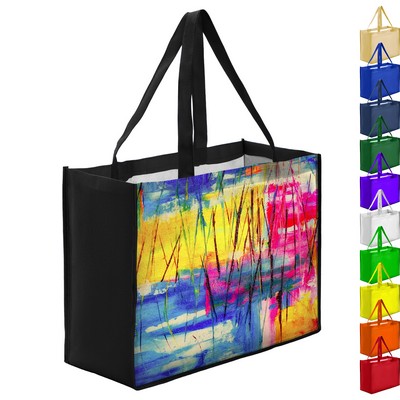 Sublimated PET Non-Woven Shopping Tote Bag w/ Gusset - 2 Sided (16" x 12" x 6")