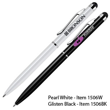 Aluminum Ball Point Pen and Stylus / Pearl White(screened)