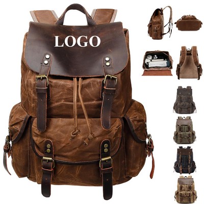 Vintage Waxed CanvasLeather Backpack