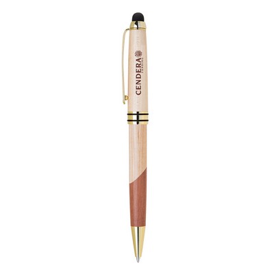 Eco-Friendly Mable/Curvy Design Wooden Stylus and Ballpoint Pen