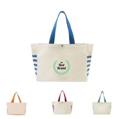 Foladable Canvas Tote Bag With Magnetic Snap