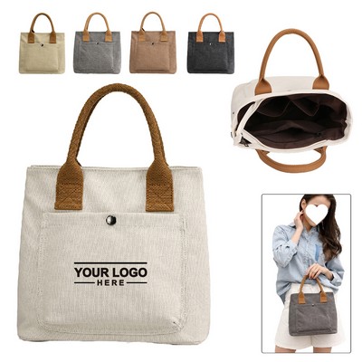 Canvas Handbag W/ Front Pocket