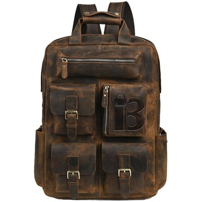 20L Full Grain Crazy Horse Leather Backpack