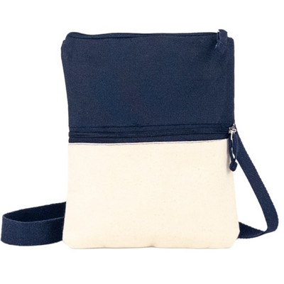 Blank Crossbody Essential 11 oz Canvas Pouch Bag | Daily Travel Commute Navy (8x10)
