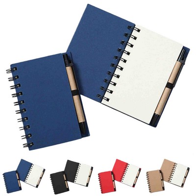 Spiral Kraft Pocket Notebooks Lined Journal With Pen Set