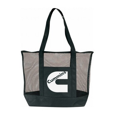 Mesh Zipper Tote Bag