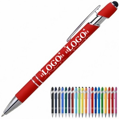 1.0mm Aluminum Alloy Ballpoint Pen With Stylus Tip Black Ink
