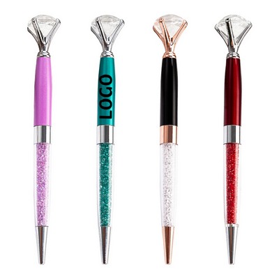 Diamond Pen W/ Rhinestones Crystal Metal Ballpoint