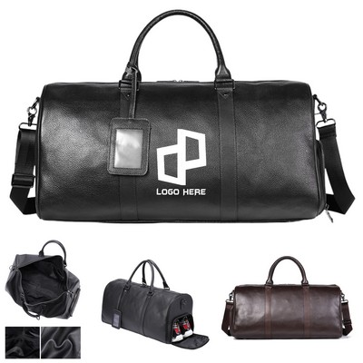 Genuine Leather Sport Gym Duffle Travel Bag