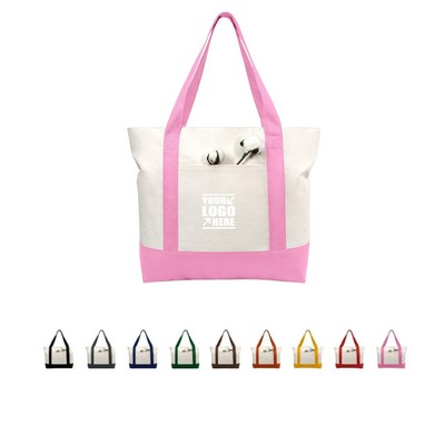 12 Oz. Cotton Canvas Boat Tote w/Zipper