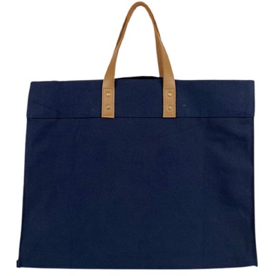 Blank Ellora Premium 18 oz Canvas Tote Bag | Heavy Duty Travel Gift Shop Navy (18x15x8)