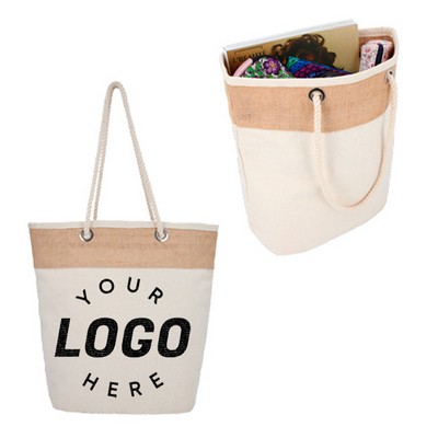 Jute Accent 12oz Cotton Canvas Rope Tote