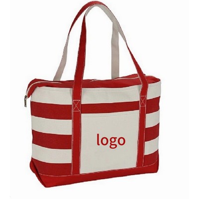 Canvas Nautical 18 oz. Zip Top Tote