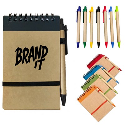 Recycled Spiral Jotter Notebook W/ Pen