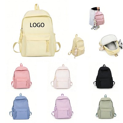 Canvas College Style Versatile Solid Color Backpack