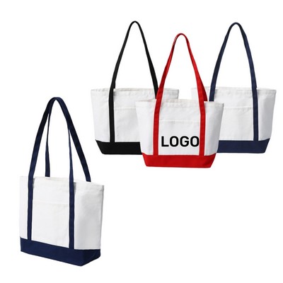 Custom Large Multi Colored Patchwork Canvas Tote Bag