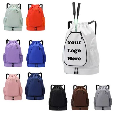 Large Sports Drawstring Tennis Backpack