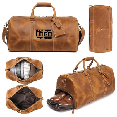 Vintage Crazy Horse Leather Luggage Bag