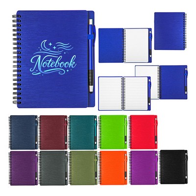 FSC® 5"x 7"Metallic Textured Notebook Journal w/ Pen