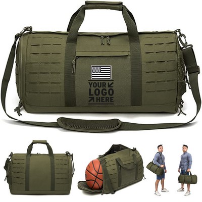 Men's Military Tactical Duffel Bag with Shoe Compartment