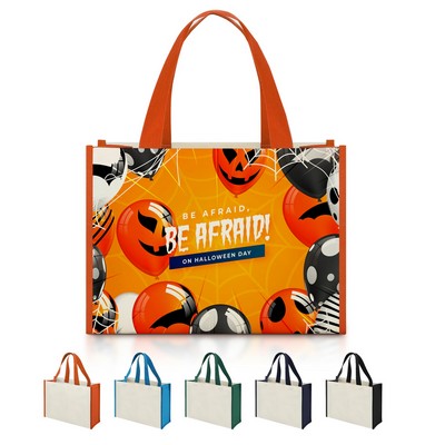 12 Oz. Cotton Canvas Bag with Multicolor Handles and Sides-14.96"w x 11.02"h x 4.92"d