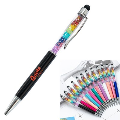 2-in-1 Rainbow Crystal Ballpoint Pen w/ Stylus