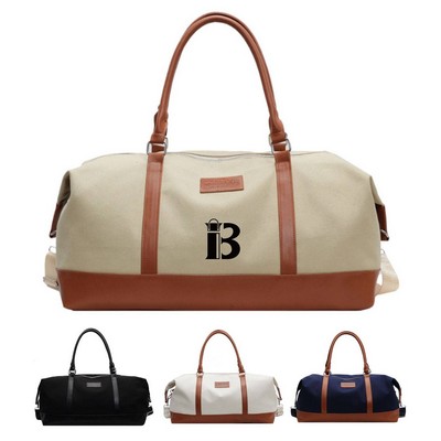 Two-Tone Canvas Travel Duffle Bag