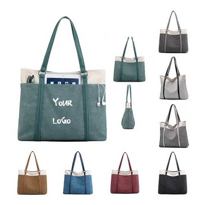 Canvas Waterproof Shopping Handle Tote Bag